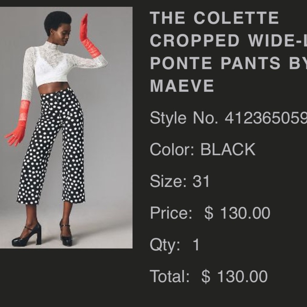 Colette Crop Wide Leg Pants by Maeve